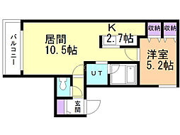 BlancShard南発寒 1LDKの間取図画像