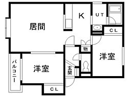 ライスナースリB 2LDKの間取図画像
