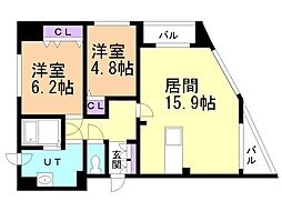 レジェンドコート琴似 2LDKの間取図画像