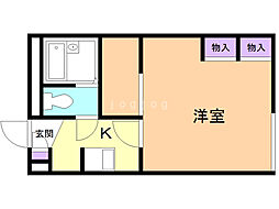 レオパレストレビアン3 1Kの間取図画像