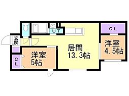 グランティエラGG 2LDKの間取図画像