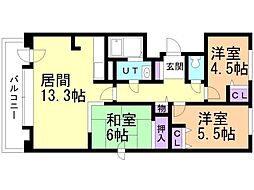 ソレイユ発寒 3LDKの間取図画像