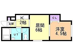 グランシャトレ琴似 1LDKの間取図画像