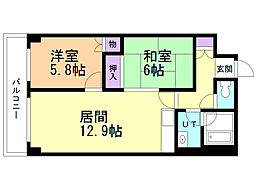 宮の沢1条館 2LDKの間取図画像