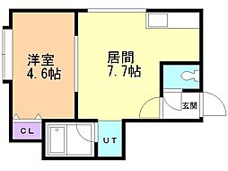 ラ・ターシュ 1DKの間取図画像