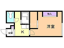 レオパレスくるみの木 1Kの間取図画像