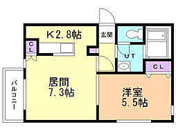 キララ 1LDKの間取図画像