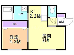 アンシャンテ手稲前田 1LDKの間取図画像