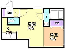 アーブル琴似 1LDKの間取図画像
