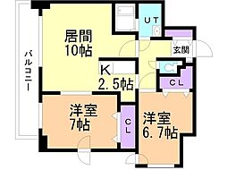 アルティ発寒 2LDKの間取図画像