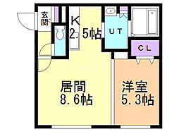 ラウレア八軒 1LDKの間取図画像