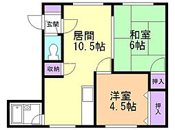 エンブレム発寒1-C 2LDKの間取図画像