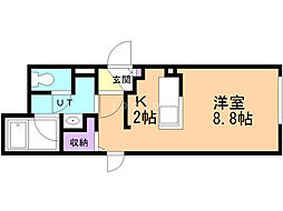 ヴェルテックス・ベータ 1Kの間取図画像