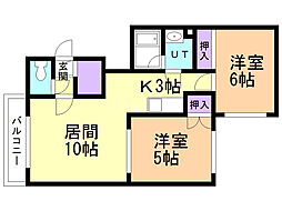 ファイブコズエ 2LDKの間取図画像