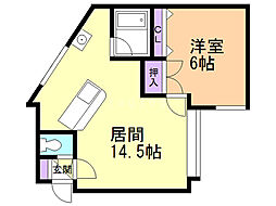 ウエストヒル 1LDKの間取図画像
