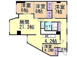 宮の森グランドハイツ 4LDKの間取図画像