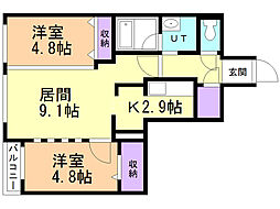 グランドサクセスコトニ3 2LDKの間取図画像