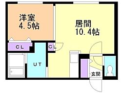 Lapis lazuli発寒 1LDKの間取図画像