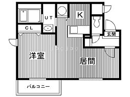 ハイムコンフォルト 1LDKの間取図画像