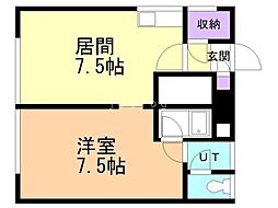グリーンチャイム 1DKの間取図画像