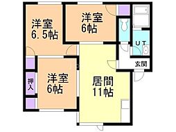 ヴィラ濱谷B 3LDKの間取図画像