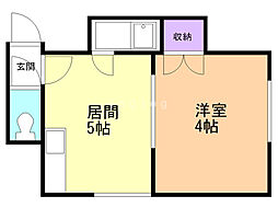 ルミエール・リバー24 1DKの間取図画像