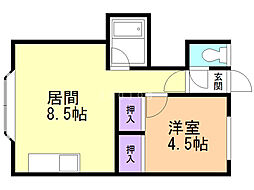 セントラルハイツ 1LDKの間取図画像