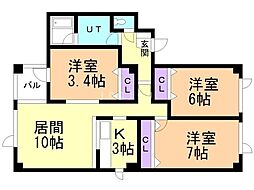 アミティコート 3LDKの間取図画像