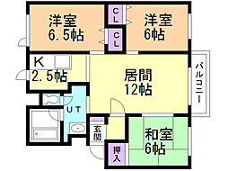 グローバルヒル望星 3LDKの間取図画像