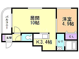 オルムドグランメール琴似 1LDKの間取図画像