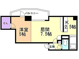 パークヒルズ琴似25 1LDKの間取図画像
