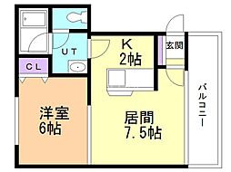 GRANDCOURAGE 1LDKの間取図画像
