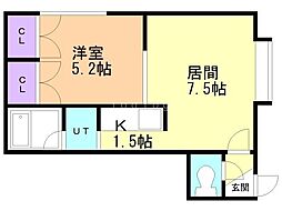メゾンド・発寒 1LDKの間取図画像