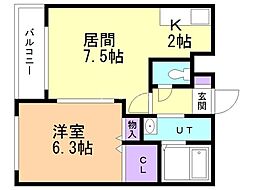 スカイハウス 1LDKの間取図画像