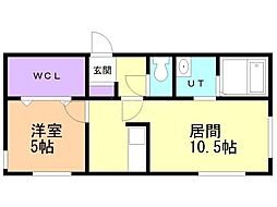 ミルスリール西野 1LDKの間取図画像
