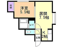 セコンズ7 1LDKの間取図画像