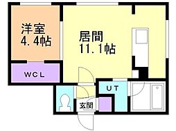 札幌市西区二十四軒三条3丁目マンション 1LDKの間取図画像