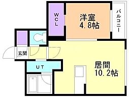 札幌市西区二十四軒三条3丁目マンション 1LDKの間取図画像