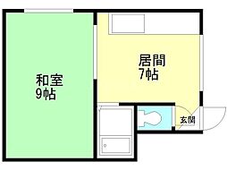 コーポやすらぎA 1LDKの間取図画像
