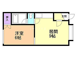 リヴィエール発寒 1DKの間取図画像
