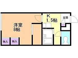レオパレスW.West 1Kの間取図画像