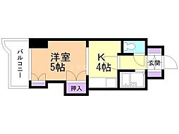 セザール琴似 1Kの間取図画像