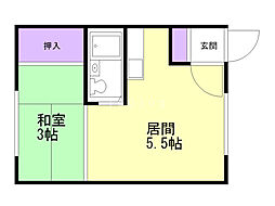 第2札幌ハイツ 1DKの間取図画像