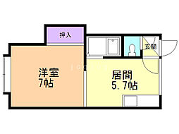 手稲ハイツ 1DKの間取図画像