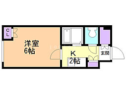 ベルシティ琴似 1Kの間取図画像