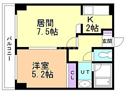 カーサアブリール 1LDKの間取図画像