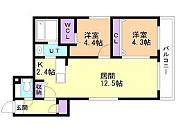 S-RESIDENCE西町 2LDKの間取図画像