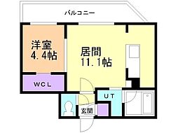 札幌市西区二十四軒三条3丁目マンション 1LDKの間取図画像