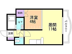 キャッスル八軒 1DKの間取図画像