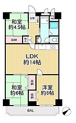 牧野駅前ハイツ 3LDKの間取図画像
